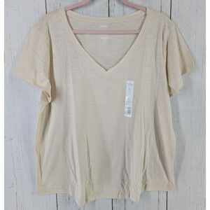 Sonoma‎ Size XL The Everyday Tee Beige V Neck Short Sleeve Womens Top NWT